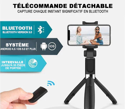 Perche Selfie Trépied Bluetooth 3-en-1