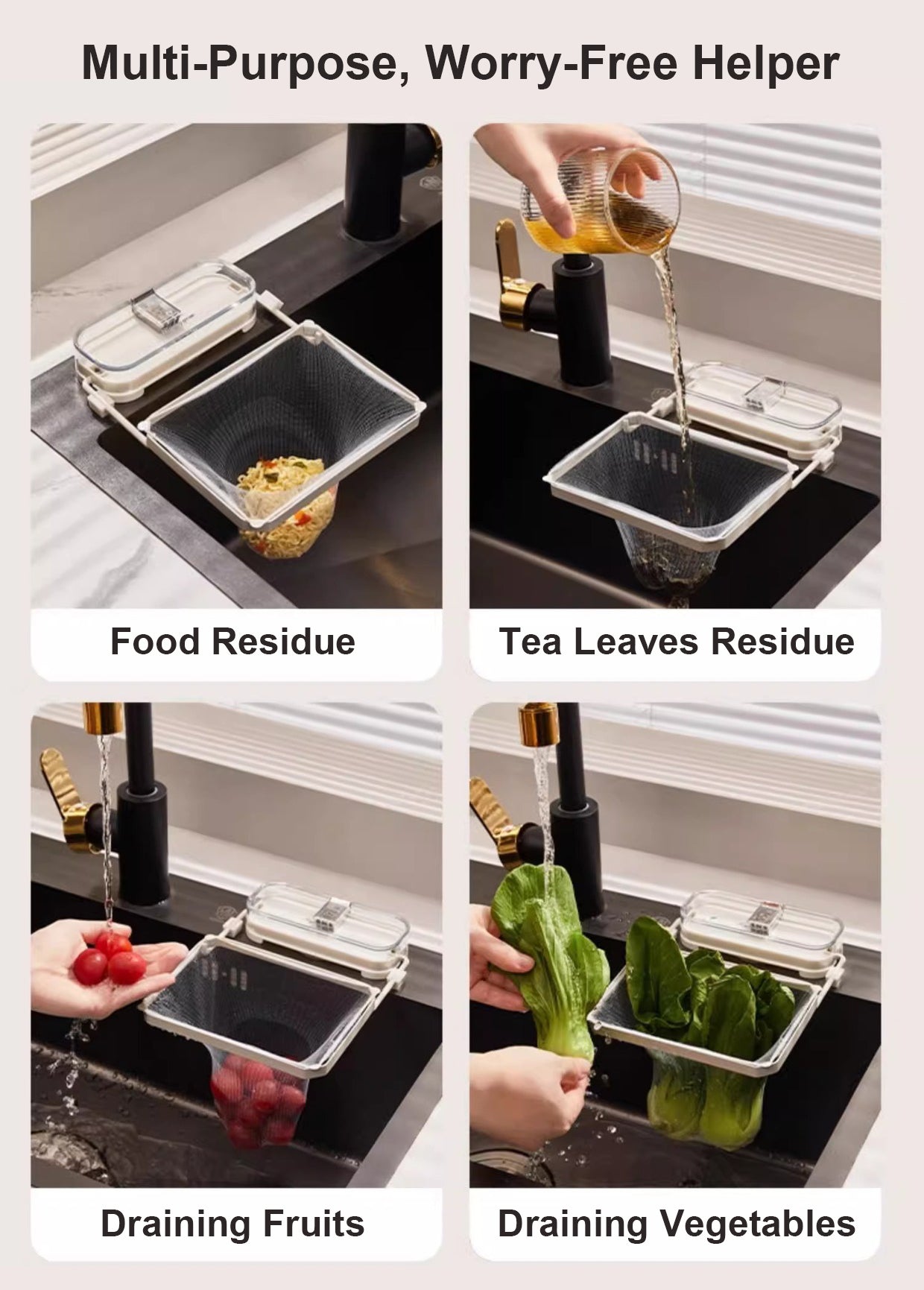 Filtre Évier Pliable Ventouse Anti-Bouchon