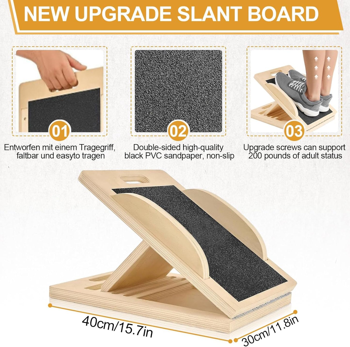 Planche Étirements Mollets Réglable Bois