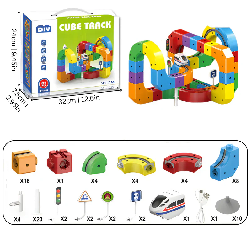 Train Cubes Magnétiques pour Enfants | Piste 3D Gravité