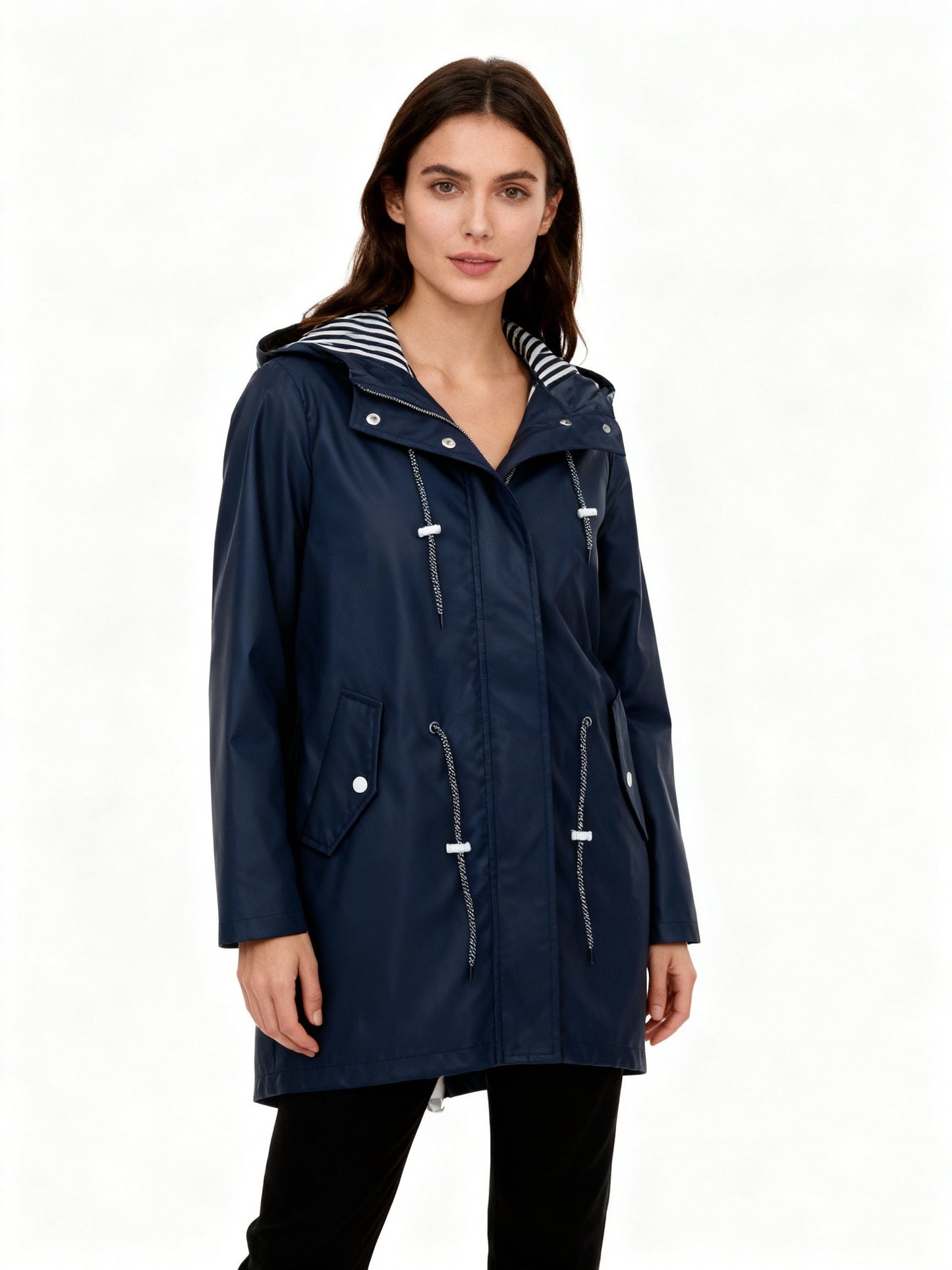Veste Imperméable Pluie Femme – Capuche – Cordon Taille