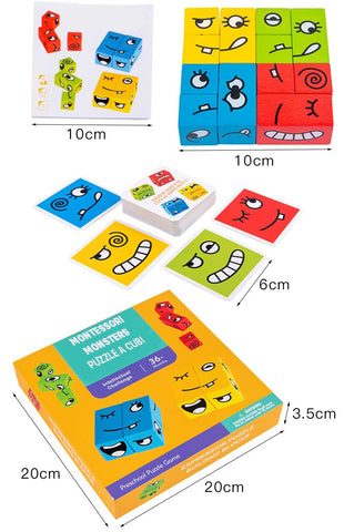 Puzzle Cubes Montessori – Visages – Enfants