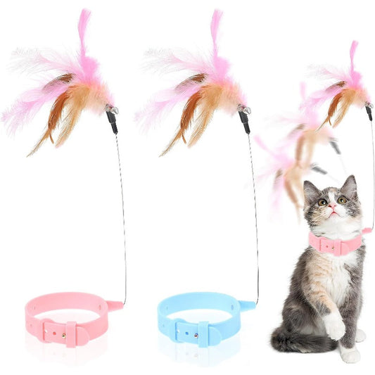 Collier Jouet Plumes Chat Réglable