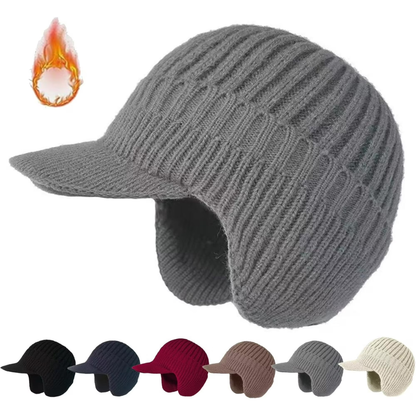 Bonnet tricot visière – chaud – oreilles – hiver