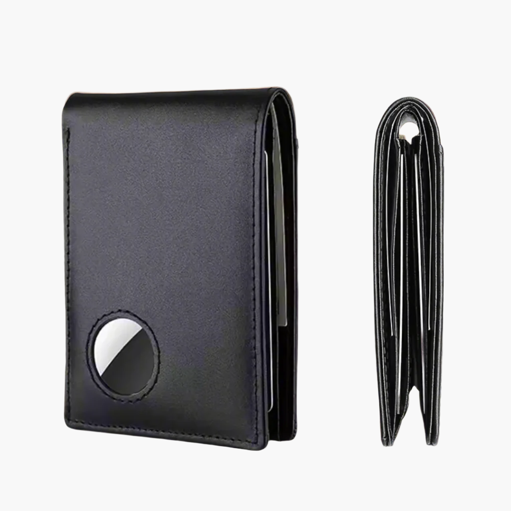 SlimWallet Noir | Portefeuille Mince & Compatible Airtag Homme