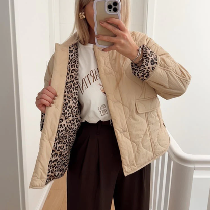 Veste Matelassée – Doublure Léopard – Boutonnée