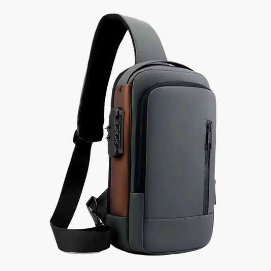 SecurePack Gris | Crossbody Port USB Imperméable Protection