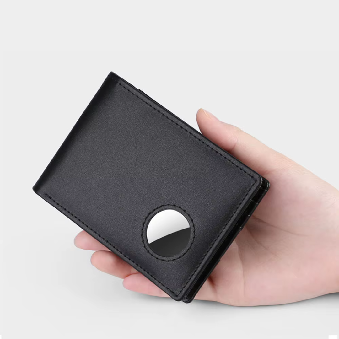 SlimWallet Noir | Portefeuille Mince & Compatible Airtag Homme