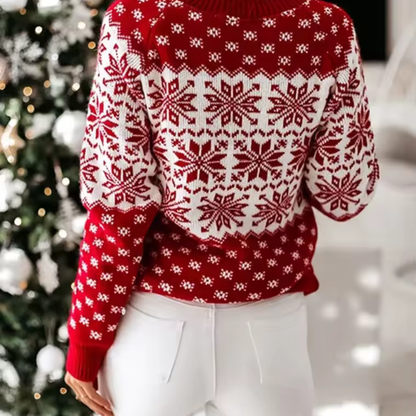 Pull de noël femme | Pull chaud avec motif flocon de neige pour l’hiver