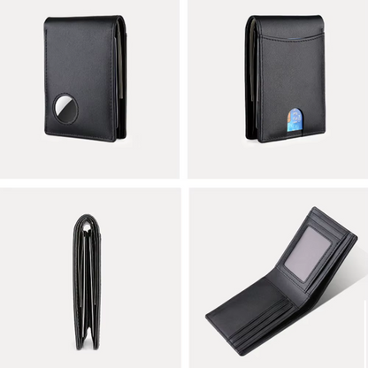 SlimWallet Noir | Portefeuille Mince & Compatible Airtag Homme