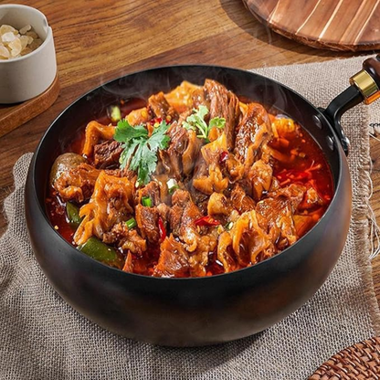 Poêle Wok – Poignée Bois – Couvercle Verre