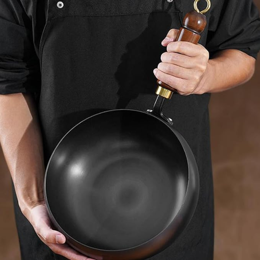 ZenIron Poêle Wok Profonde | Naturellement Antiadhésive & Sans PFAS
