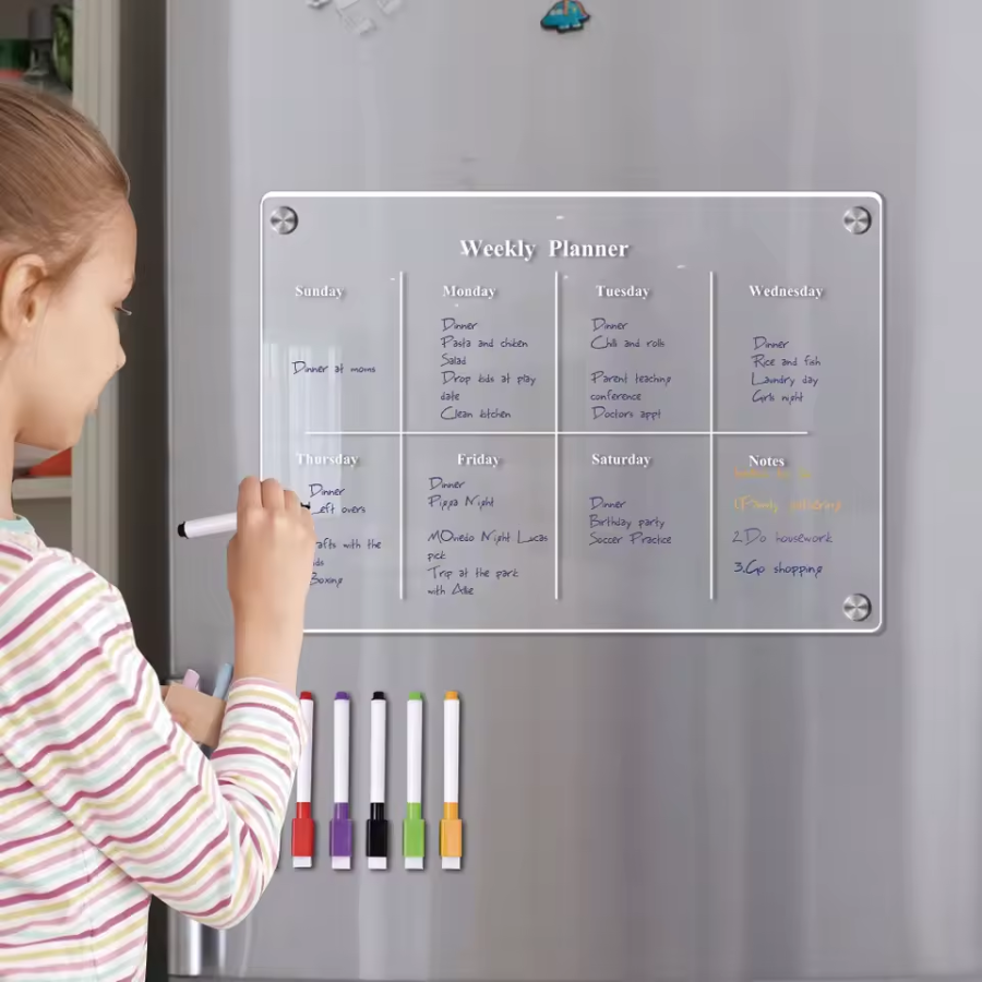 ClearPlan Calendrier Magnetique pour Réfrigérateur | Organisateur Hebdo Transparent