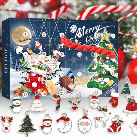 JollyCharm Boîte de Pendentifs de Noël | 24 Colliers & Décorations de Sapin