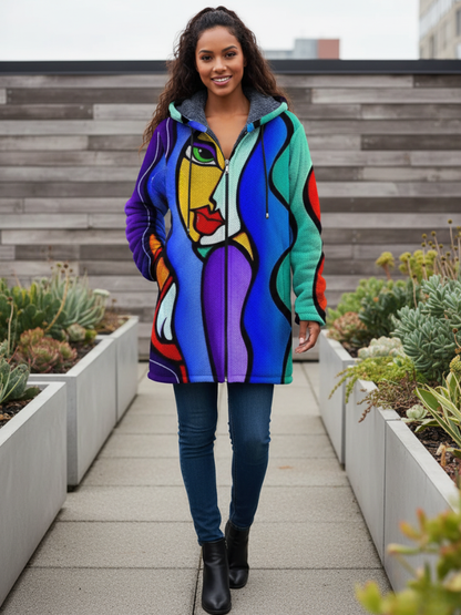 Émeraude Manteau Polaire Femme | Design Artistique & Chaleur Douillette Veste