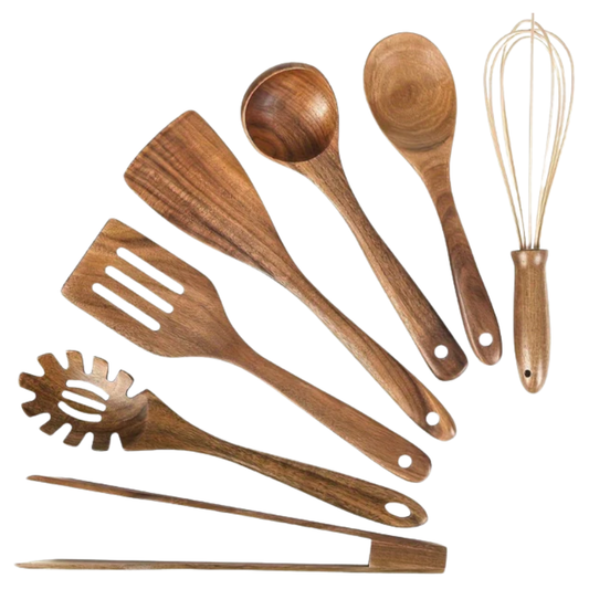 Ustensiles Cuisine Bois – Anti-Rayures – 7-pièces