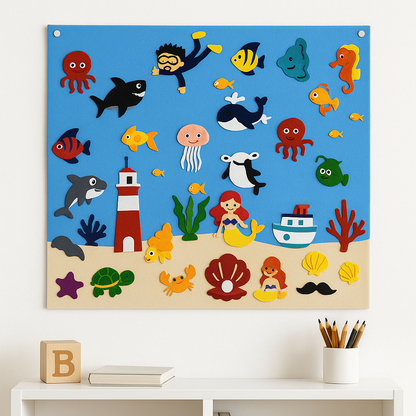 Tableau Mural Éducatif Enfant – Feutrine – Océan
