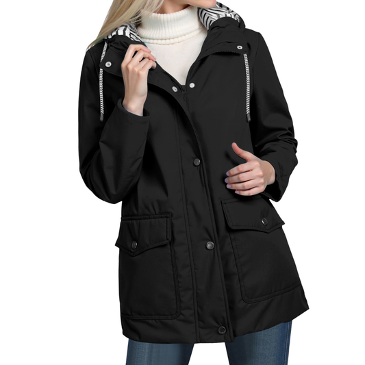Veste Imperméable Femme – Capuche – Boutons Pression