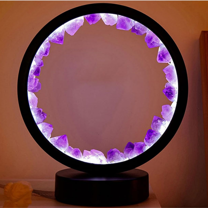 Lampe LED de Guérison à l'Améthyste | Éclat Sommeil Calme