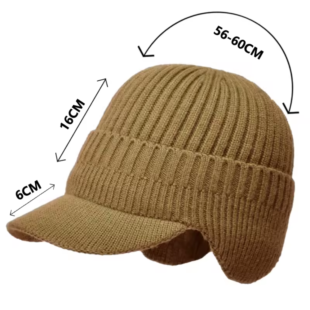 Bonnet tricot visière – chaud – oreilles – hiver