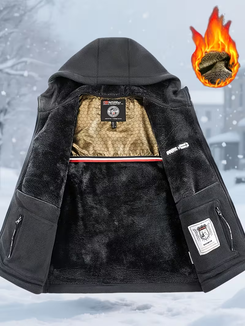 Homme Veste Polaire à Capuche – Zippée – Chaude