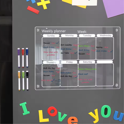 ClearPlan Calendrier Magnetique pour Réfrigérateur | Organisateur Hebdo Transparent