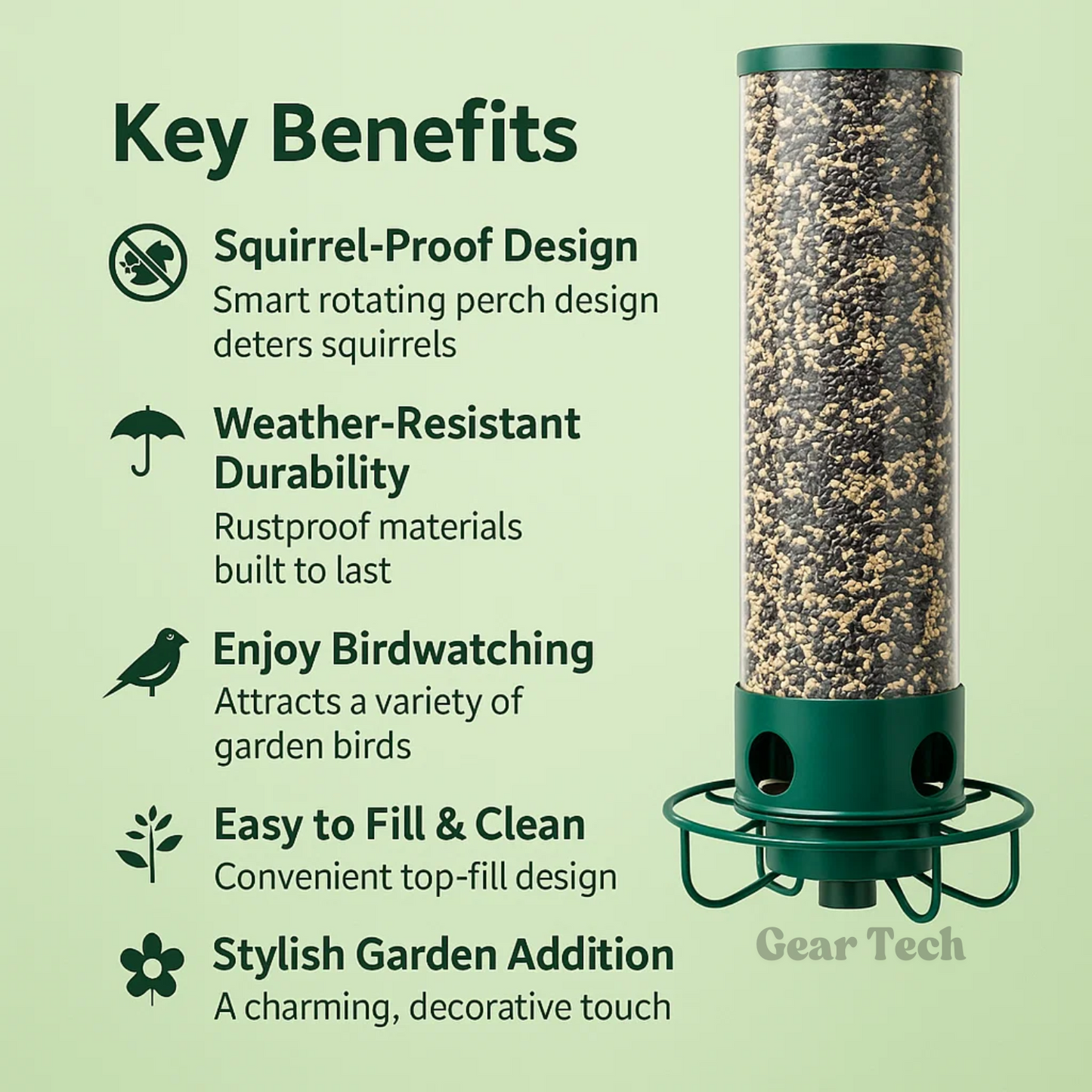 Mangeoire Oiseaux Anti-Écureuil Rotative