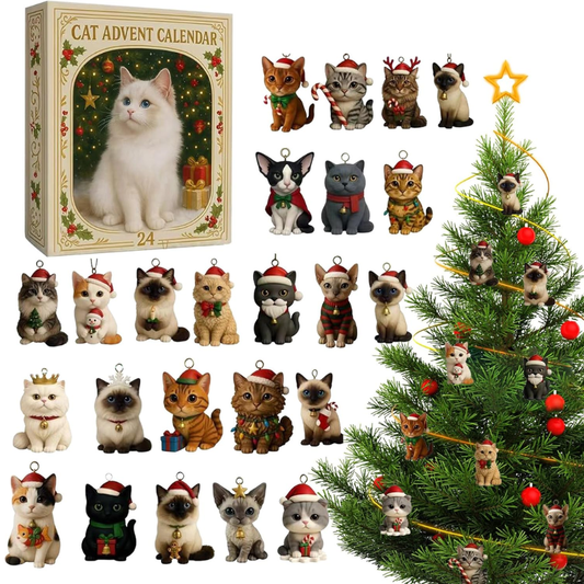 WhiskerWishes Calendrier de l'Avent pour Chats | Coffret de 24 Figurines de Chats