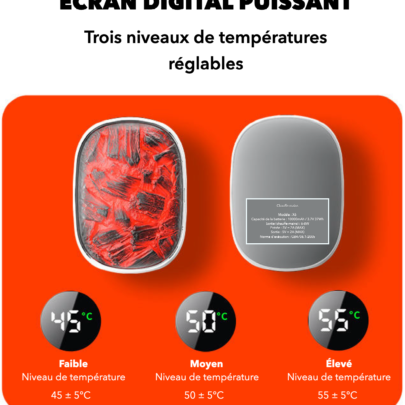 Chauffe-Mains Braise Rechargeable USB-C