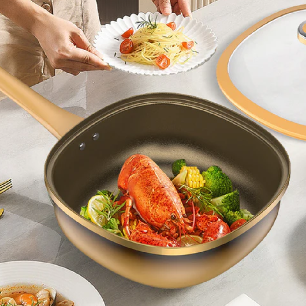 Casserole Vapeur Titane – Antiadhésive – Couvercle Verre