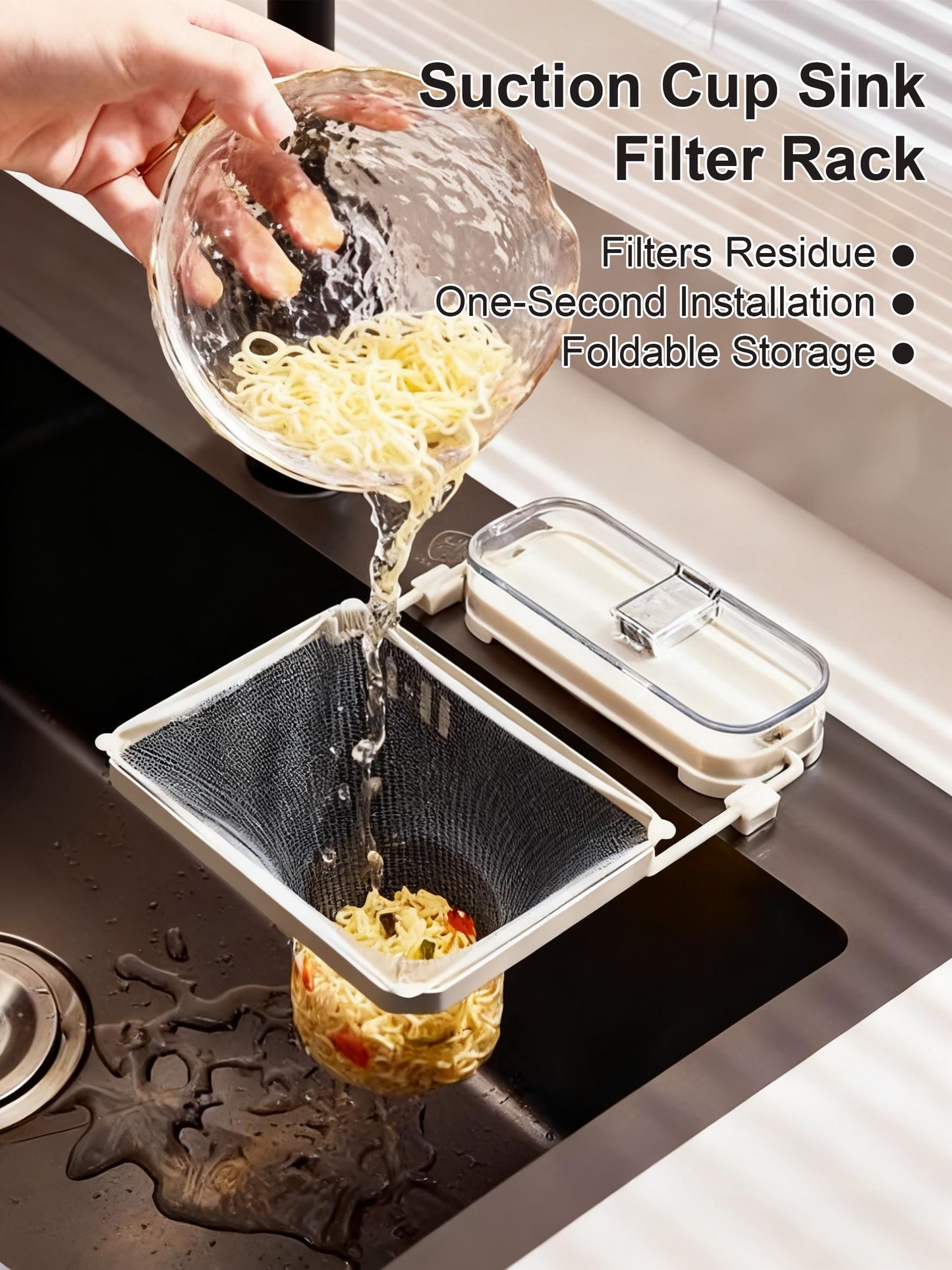 Filtre Évier Pliable Ventouse Anti-Bouchon