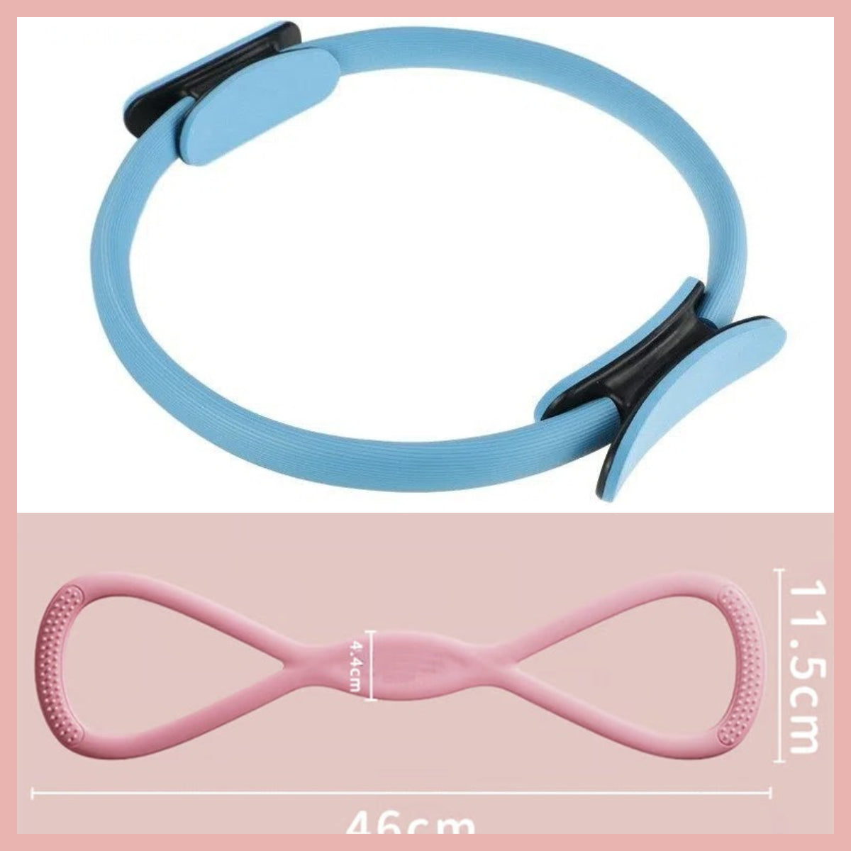 Bleu / Anneau Pilates + bandes de résistance