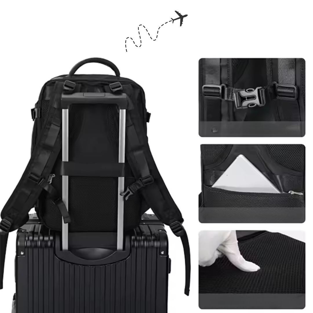 JetSet Backpack Noir | Léger, Spacieux & Parfait pour Voyager