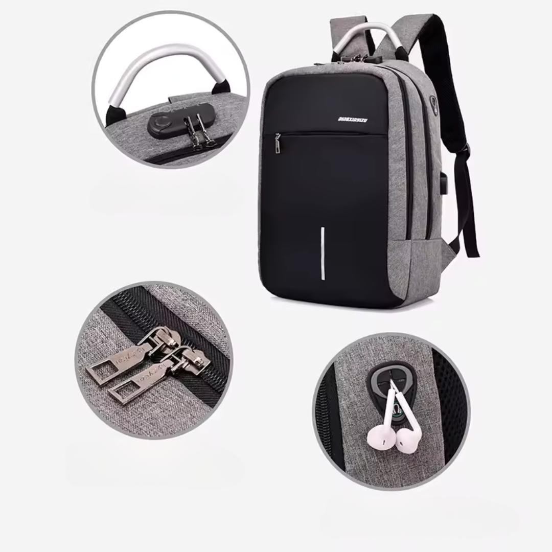 TechGuard Backpack Noir | Sac à Dos Imperméable Grande Capacité