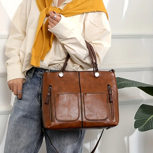 Floréa Sac à Main en Cuir pour Femme | Cabas Essentiel au Style Classique