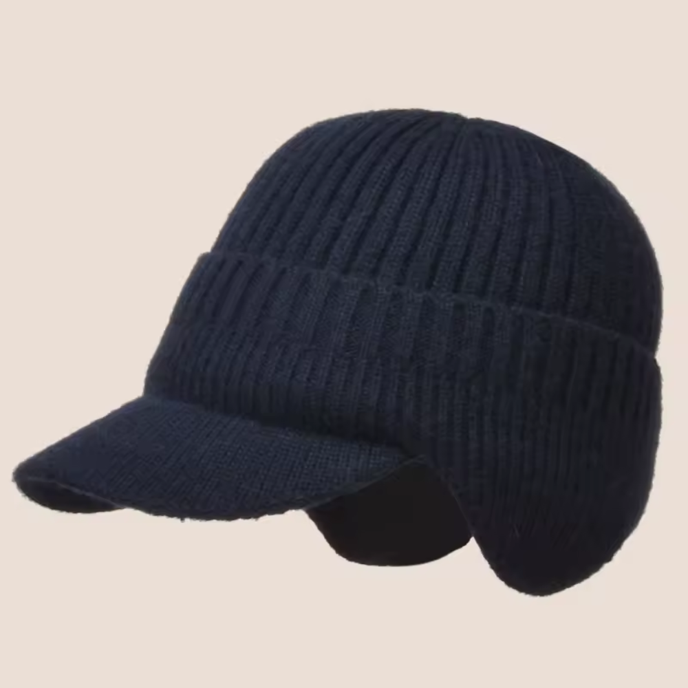 Bonnet tricot visière – chaud – oreilles – hiver
