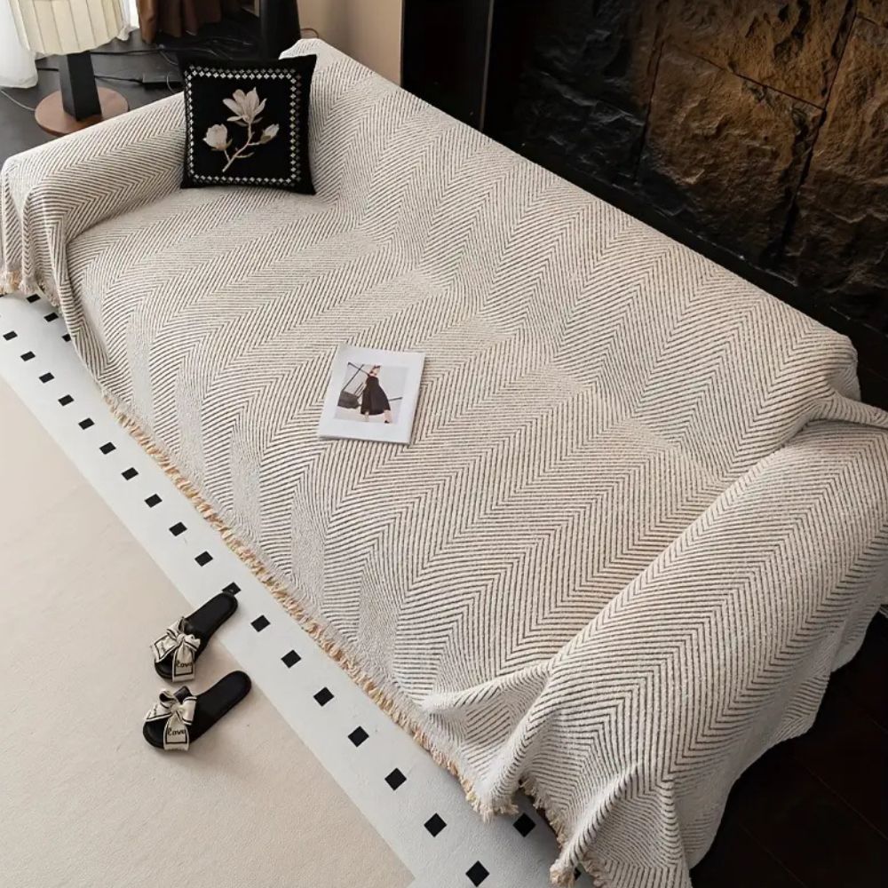 Housse Canapé Chevrons Antidérapante Luxe