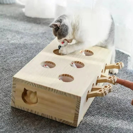 Jeu Taupe Interactif Bois Pour Chat
