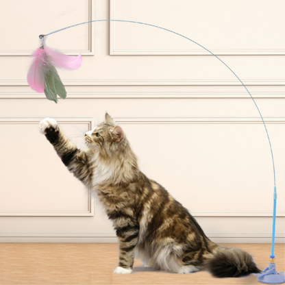 Jouet Chat Plumes Ventouse Flexible