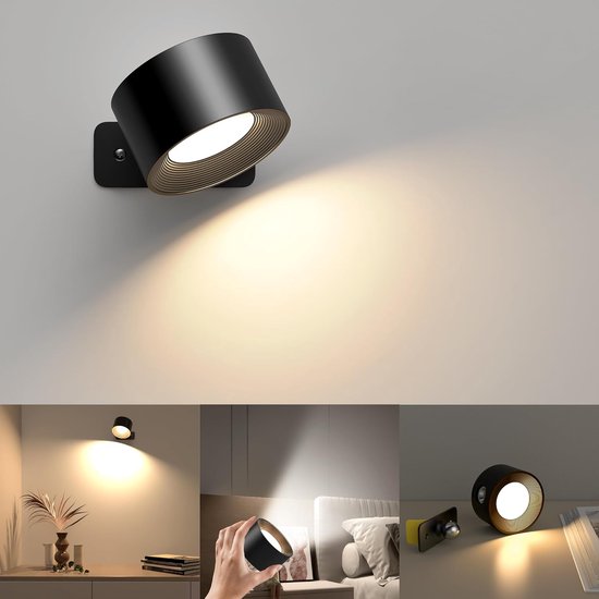 Applique LED ronde compacte 360° | Design moderne pour la maison simple à coller ou à percer