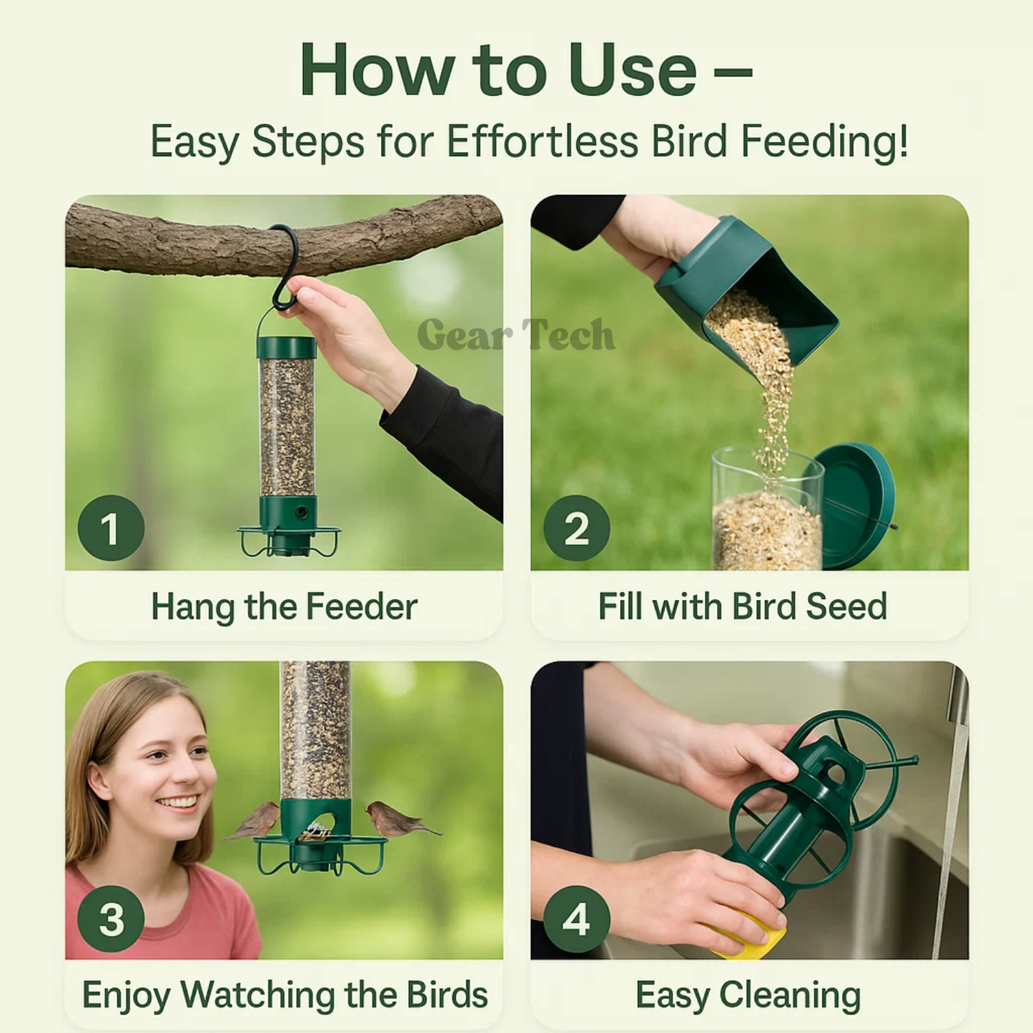 Mangeoire Oiseaux Anti-Écureuil Rotative