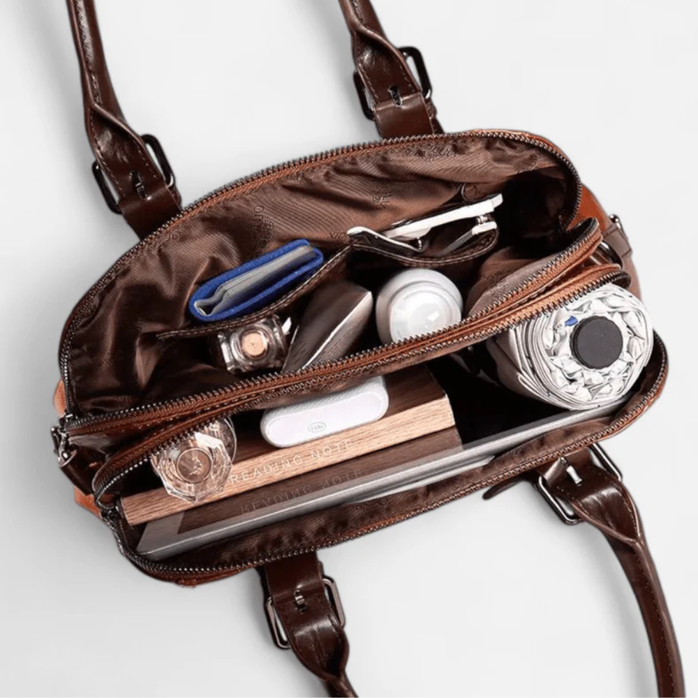 Aurora Sac à Main en Cuir | Sac Bandoulière à Double Compartiment Zippé