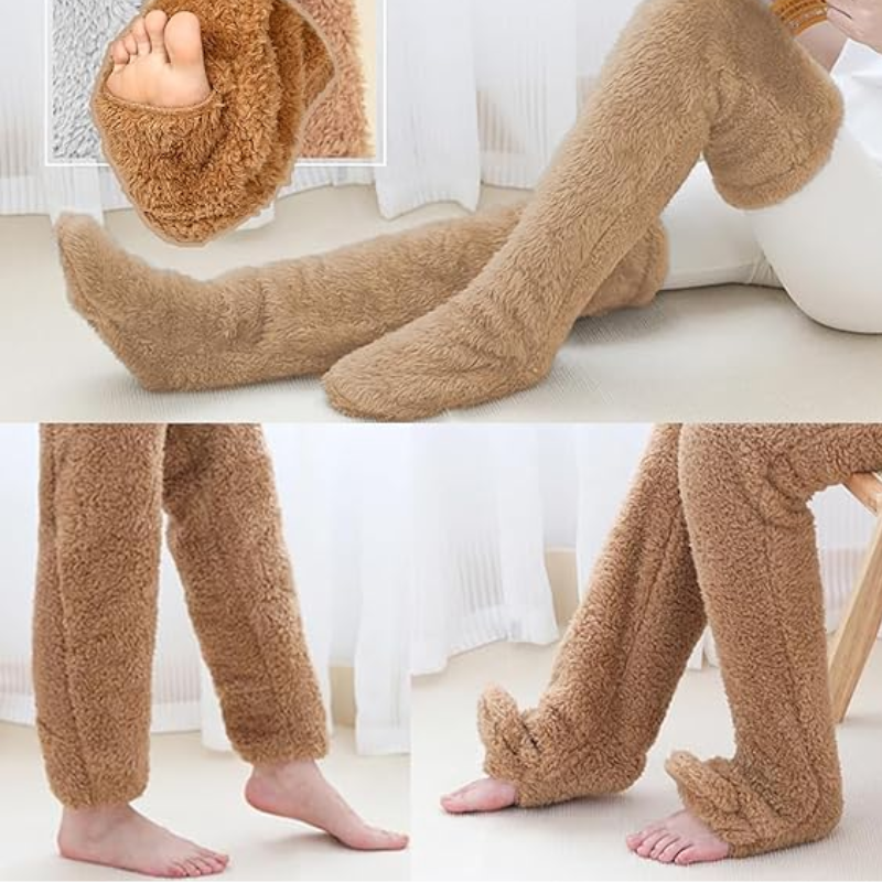 Chaussettes Hautes – Peluche Épaisse – Orteils Ouverts ou Fermés