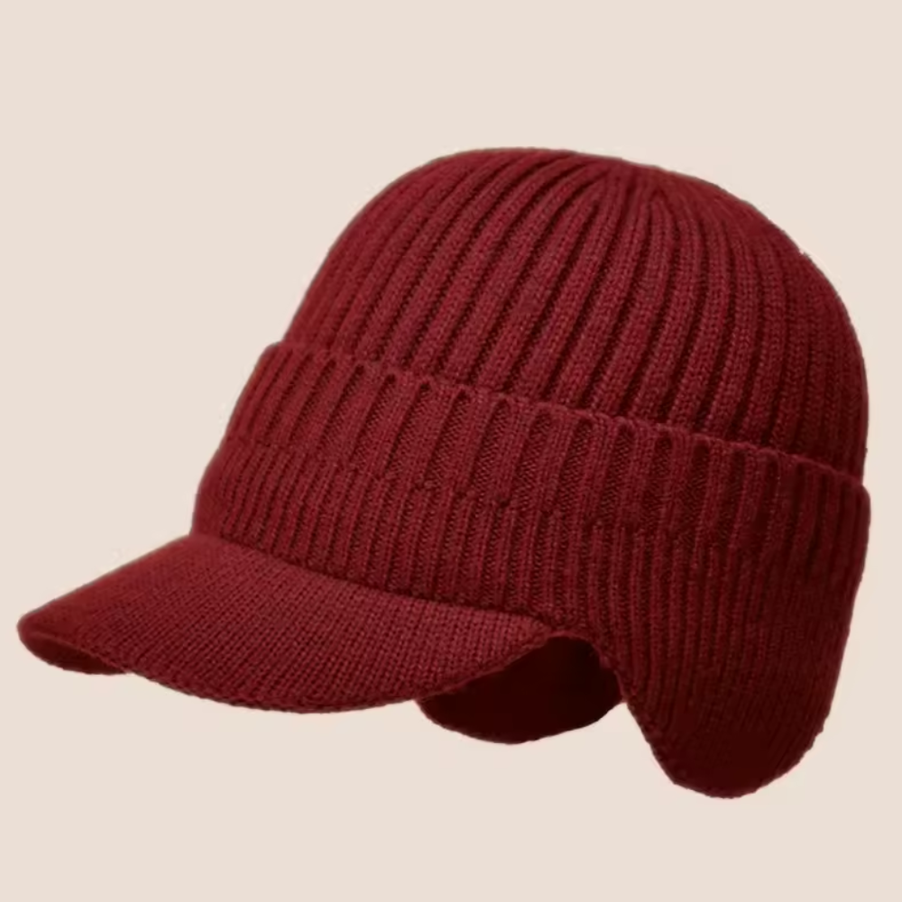 Bonnet tricot visière – chaud – oreilles – hiver