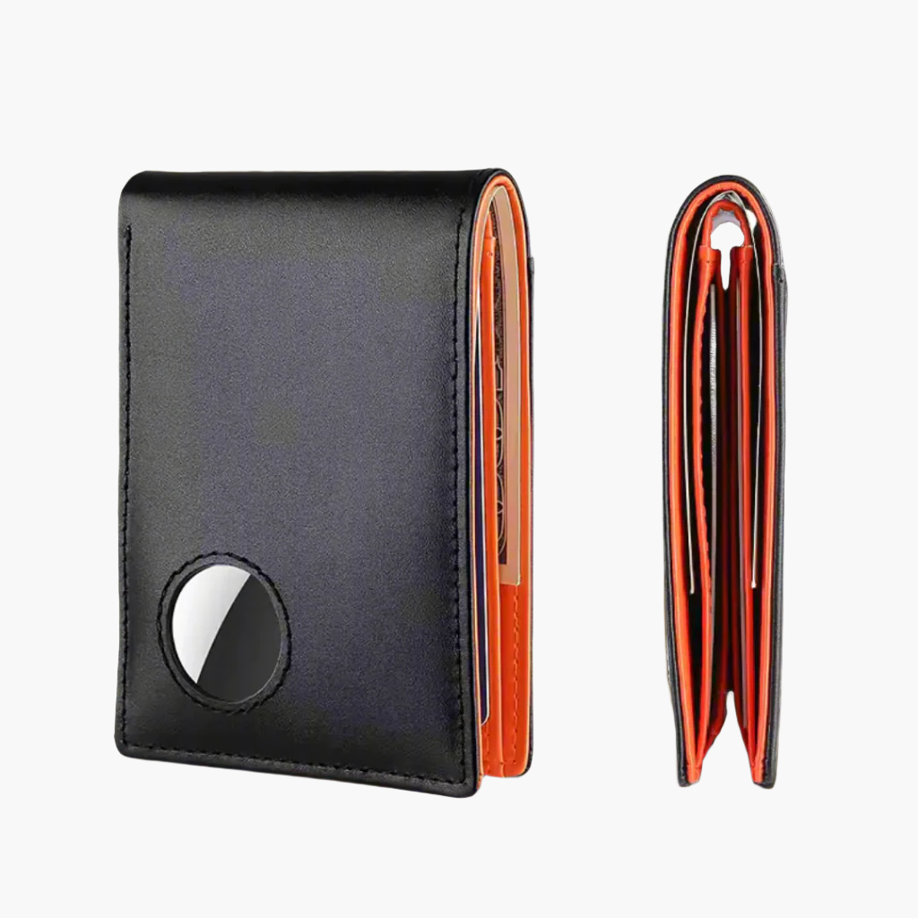 SlimWallet Orange | Portefeuille Mince & Compatible Airtag Homme