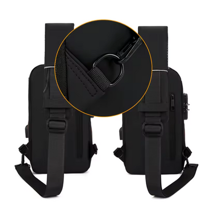 SecurePack Noir Marron | Crossbody Port USB Imperméable Protection