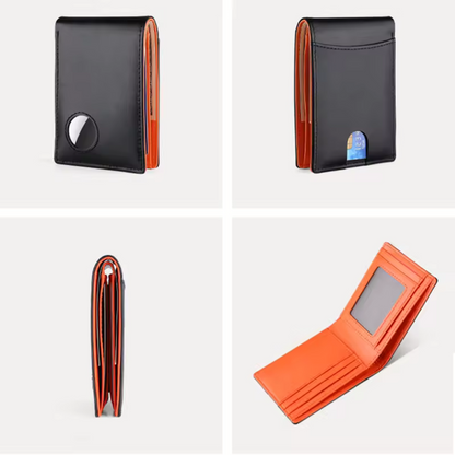 SlimWallet Orange | Portefeuille Mince & Compatible Airtag Homme