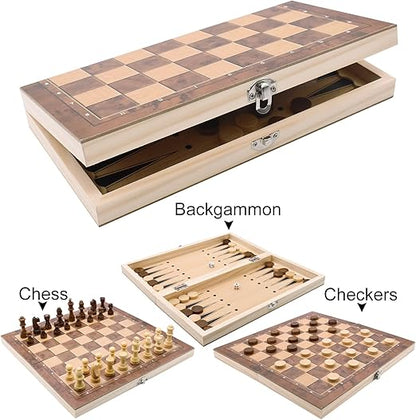 Coffret Échecs Bois 3-en-1 Pliable