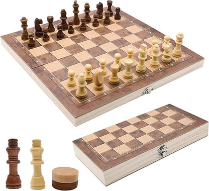 Coffret Échecs Bois 3-en-1 Pliable