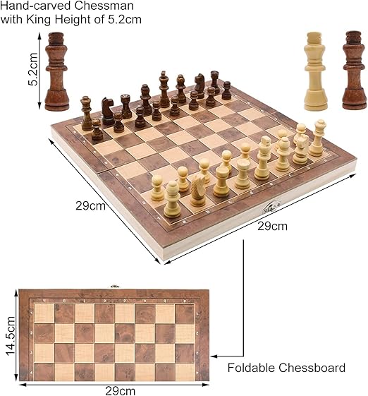 Coffret Échecs Bois 3-en-1 Pliable